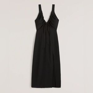 Abercrombie & Fitch Cinched Neck Slip Midi Dress